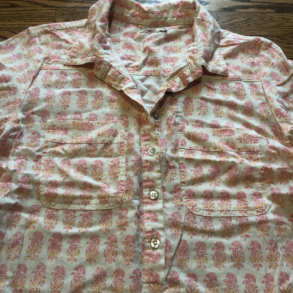 Faherty Rae Dress Shirt Dress Linen Taj Floral - Picture 4 of 10